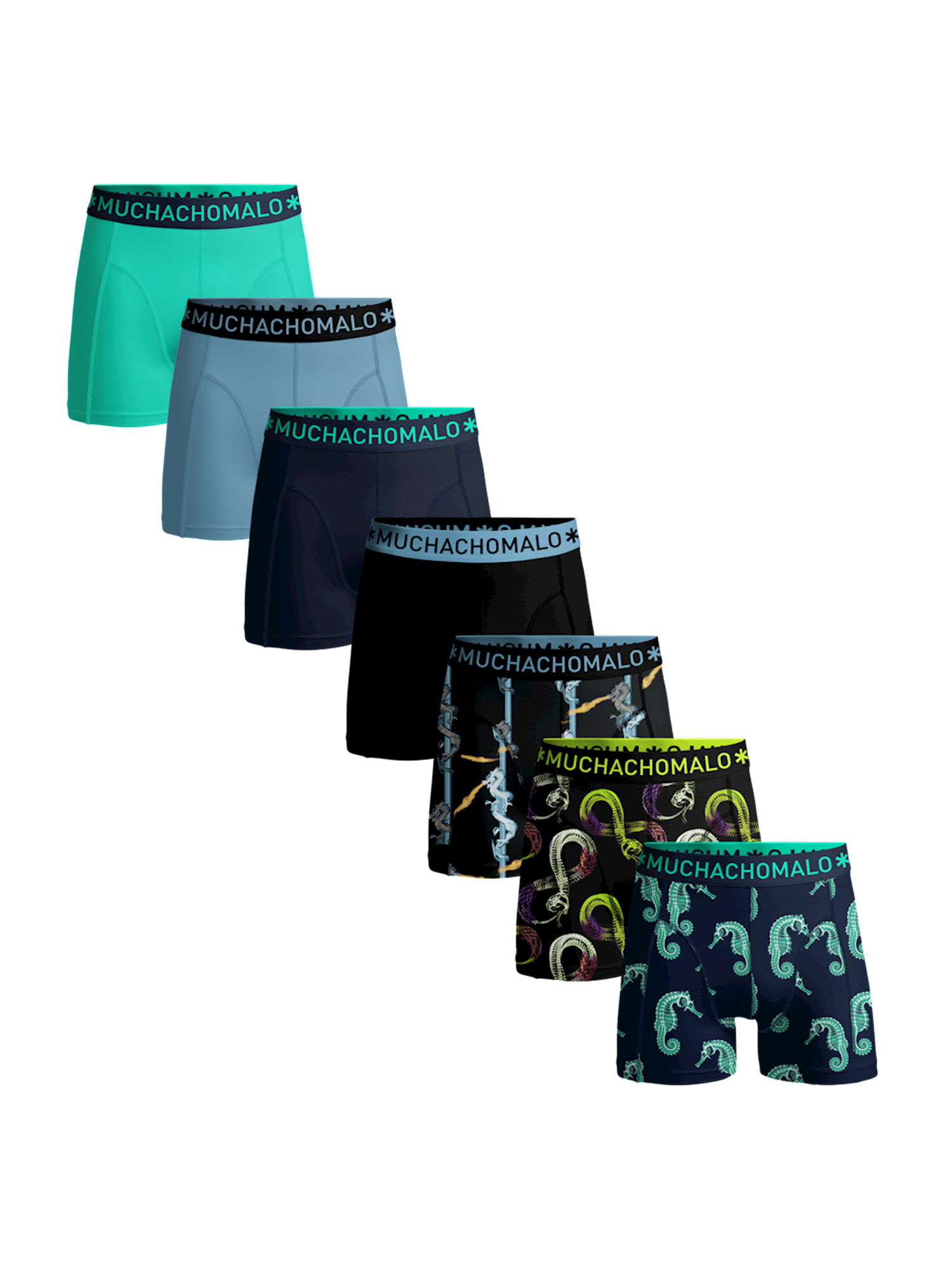 Heren 7 pack Boxershorts Print Effen Muchachomalo