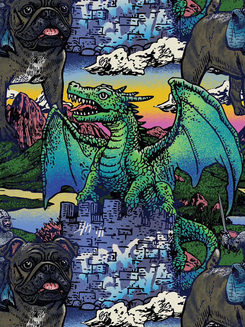 Print/Green/Black/Blue